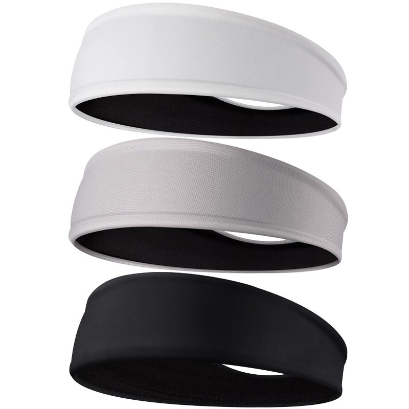 Braylin Men's Headbands, 3-Pack Head Band for Men, Sport Sweatbands for Running Fitness Yoga Cycling, Sweat Wicking Non Slip - Image 1